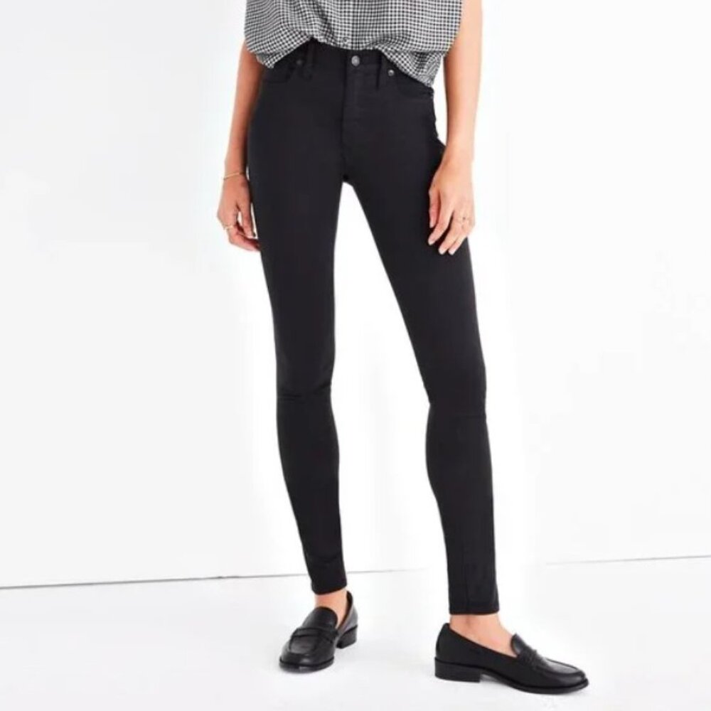 Madewell High Rise Skinny Black Sateen Pants 25 NWT